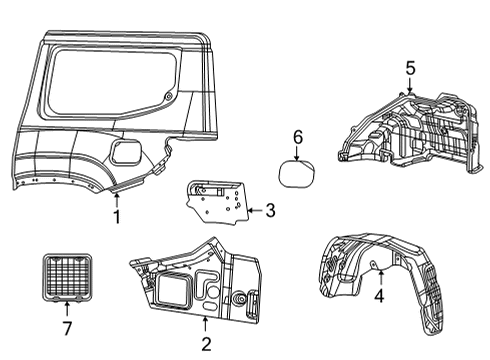 2023 Jeep Grand Wagoneer Quarter Panel & Components Diagram