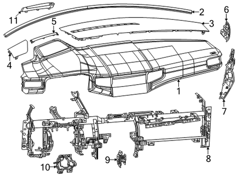 2022 Jeep Grand Wagoneer Cluster & Switches, Instrument Panel Diagram 1
