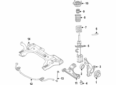 2022 Ram ProMaster City Front Suspension Components, Lower Control Arm, Stabilizer Bar Diagram 1