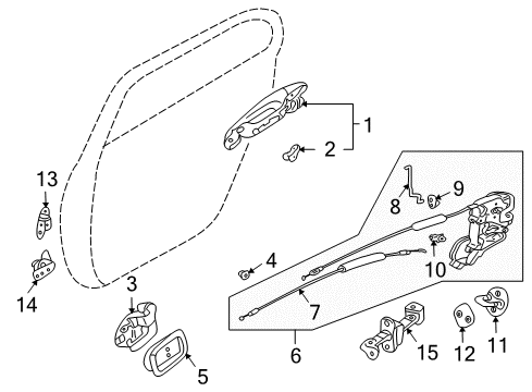 Handle-Rear Door Outside Diagram for MR656602