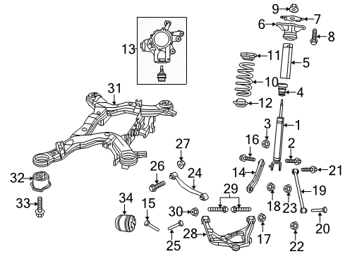 2023 Dodge Durango Rear Suspension, Lower Control Arm, Ride Control, Stabilizer Bar, Torque Arm, Suspension Components Diagram 3