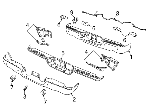 2023 Ram 1500 Classic Bumper & Components - Rear Diagram
