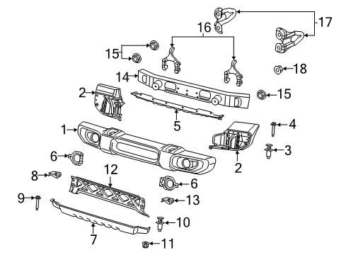 2024 Jeep Wrangler Bumper & Components - Front Diagram 1