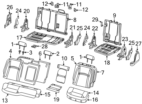 2022 Ram 1500 Rear Seat Components Diagram 6