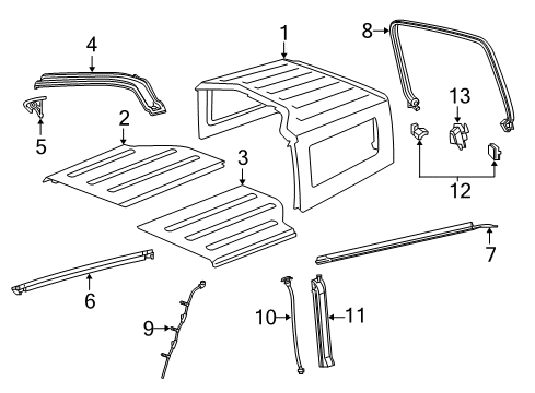 2022 Jeep Wrangler Top & Components Diagram 1