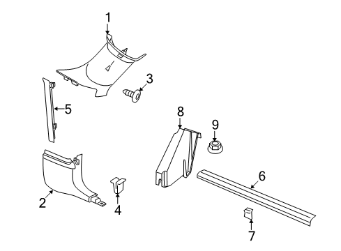 2022 Dodge Challenger Interior Trim - Pillars Diagram