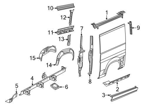 2023 Ram ProMaster 2500 Inner Structure - Side Panel Diagram 1