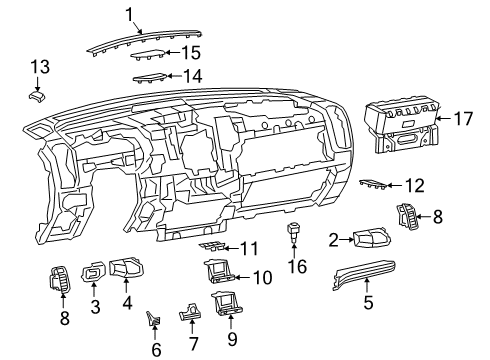 2023 Ram 1500 Cluster & Switches, Instrument Panel Diagram 2