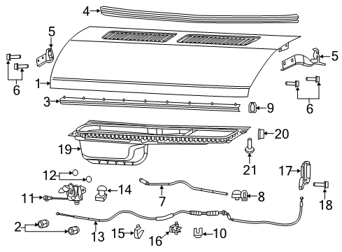 2022 Ram ProMaster 2500 Hood & Components Diagram