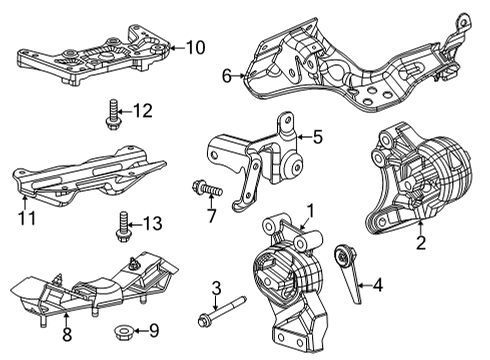 2022 Ram 1500 Engine & Trans Mounting Diagram 1