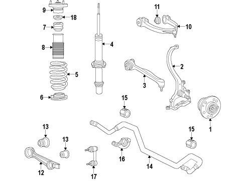 2022 Dodge Challenger Suspension Components, Lower Control Arm, Upper Control Arm, Ride Control, Stabilizer Bar Diagram 5