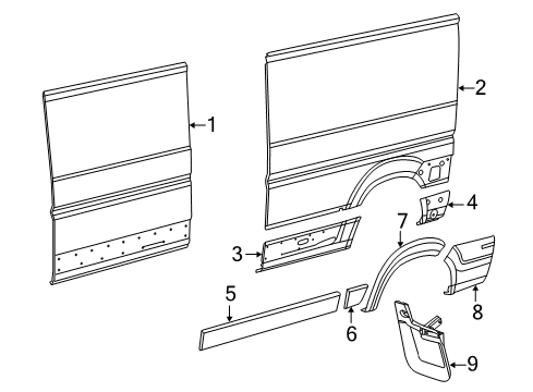 2022 Ram ProMaster 2500 Side Panel & Components, Exterior Trim Diagram 3