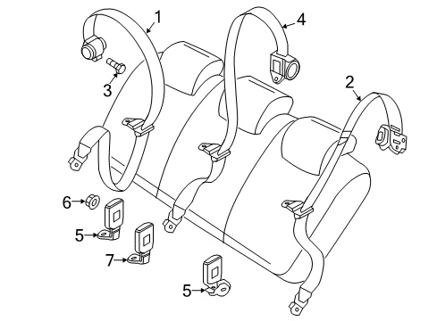 2022 Ram ProMaster City Second Row Seat Belts Diagram