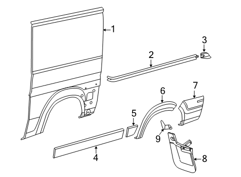 2022 Ram ProMaster 2500 Side Panel & Components, Exterior Trim Diagram 5