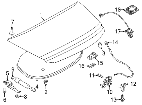 Bumper-Deck Lid Hinge Diagram for 68315621AA