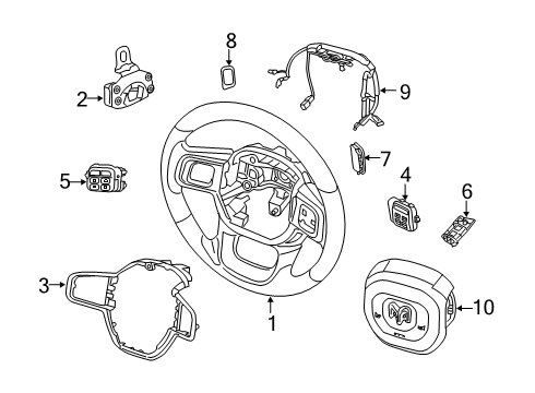 2022 Ram 3500 Steering Column & Wheel, Steering Gear & Linkage, Shroud, Switches & Levers Diagram 6