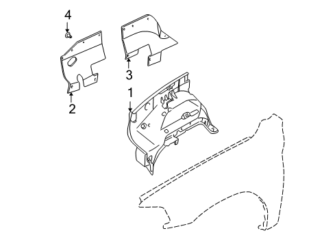 Shield-Front WHEELHOUSE Splash Diagram for MR484654