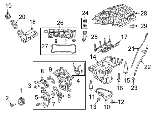 2023 Dodge Durango Engine Parts, Mounts, Cylinder Head & Valves, Camshaft & Timing, Variable Valve Timing, Oil Cooler, Oil Pan, Oil Pump, Adapter Housing, Crankshaft & Bearings, Pistons, Rings & Bearings Diagram 1