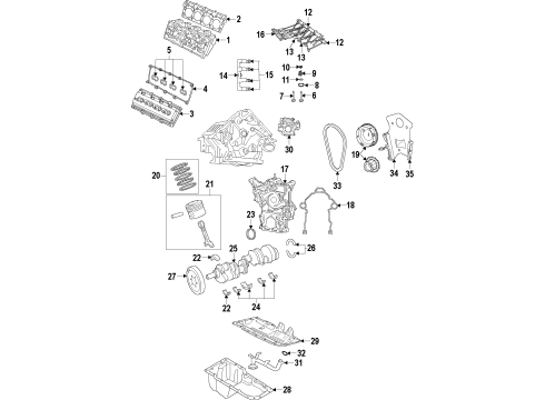 2022 Dodge Challenger Engine Parts, Mounts, Cylinder Head & Valves, Camshaft & Timing, Variable Valve Timing, Oil Pan, Oil Pump, Adapter Housing, Crankshaft & Bearings, Pistons, Rings & Bearings Diagram 2