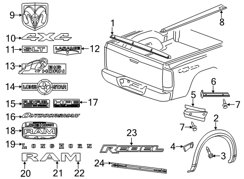 2021 Ram 1500 Classic Exterior Trim - Pick Up Box Diagram 2