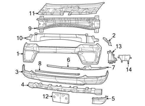 2023 Jeep Grand Cherokee Bumper & Components - Front Diagram 1