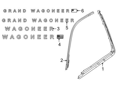2022 Jeep Wagoneer APPLIQUE-DAY LIGHT OPENING Diagram for 68406315AD