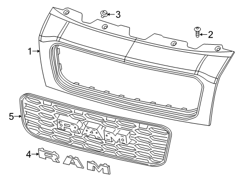2022 Ram ProMaster 2500 Grille & Components Diagram
