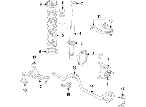 2022 Chrysler 300 Suspension Components, Lower Control Arm, Upper Control Arm, Ride Control, Stabilizer Bar Diagram 2