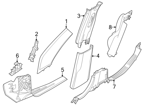 2023 Dodge Hornet Interior Trim - Pillars Diagram