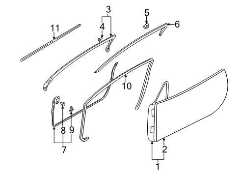 WEATHERSTRIP-Front Door Drip Diagram for MR271699
