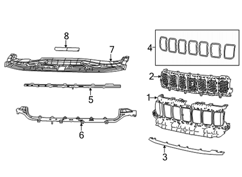 2022 Jeep Wagoneer Grille & Components Diagram