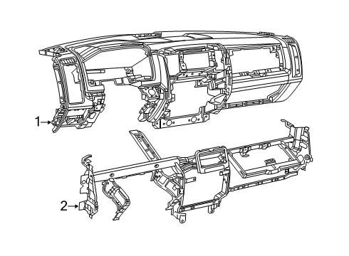 2022 Ram 3500 Cluster & Switches, Instrument Panel Diagram 1
