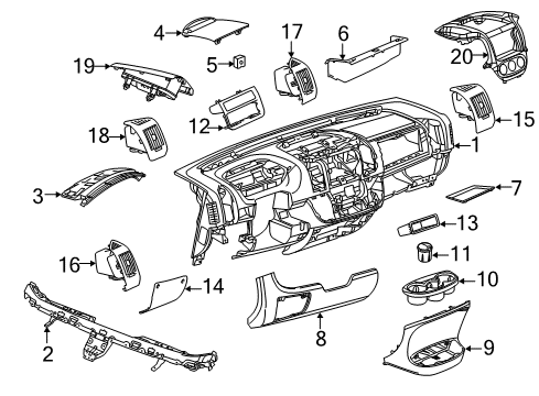 2023 Ram ProMaster 2500 Instrument Panel Components Diagram