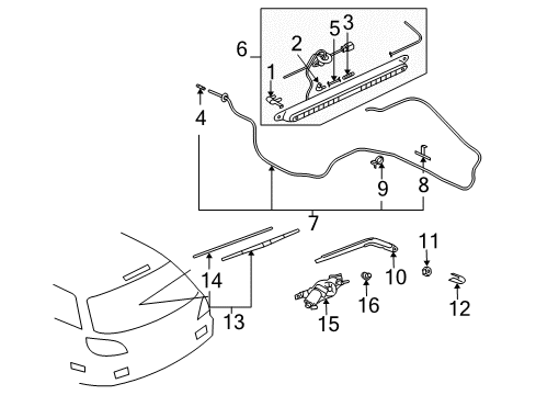 Shield-Rear Window WIPER Arm Head Diagram for MR971509