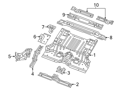 2022 Jeep Wrangler Rear Floor & Rails Diagram 1