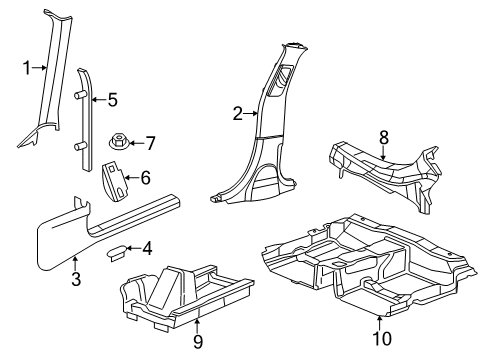 2022 Dodge Charger Interior Trim - Pillars Diagram
