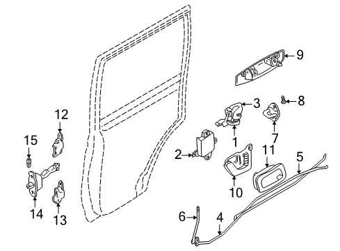 Cup-Front Door Inside Handle Diagram for MR655490