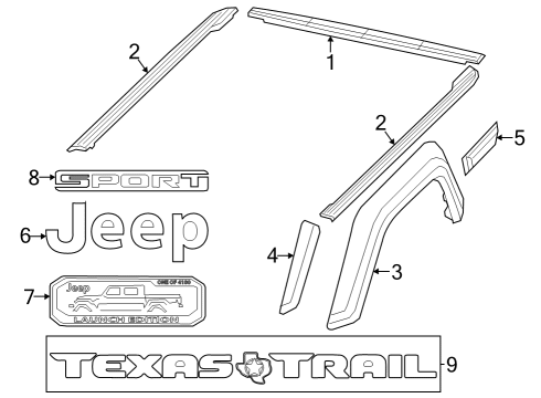 2022 Jeep Gladiator Exterior Trim - Pick Up Box Diagram 2