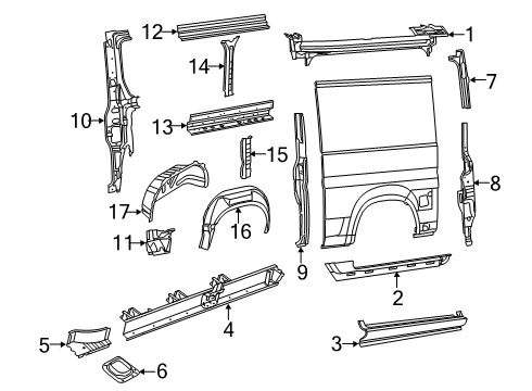 2023 Ram ProMaster 2500 Inner Structure - Side Panel Diagram 3
