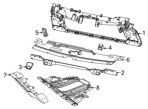 2022 Jeep Compass Radiator Support, Splash Shields Diagram