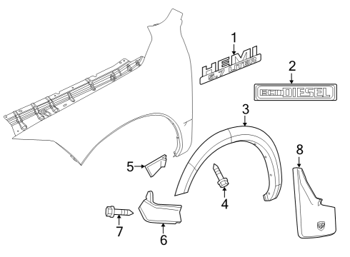 2022 Ram 1500 Classic Exterior Trim - Fender Diagram