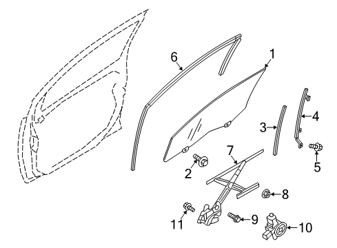Motor-Front Door Power Window Regulator Diagram for 5713A379