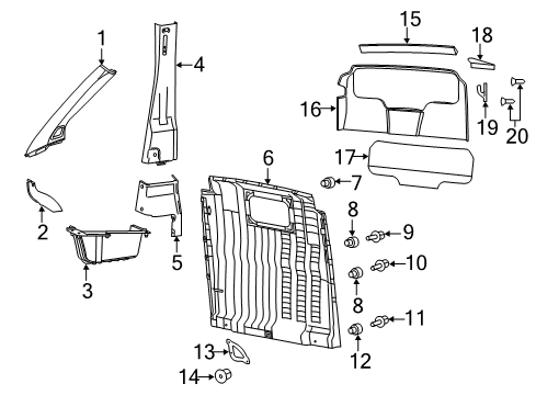 2023 Ram ProMaster 2500 Interior Trim - Pillars Diagram