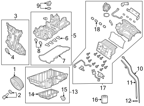 2023 Jeep Compass Engine Parts, Mounts, Cylinder Head & Valves, Camshaft & Timing, Variable Valve Timing, Oil Cooler, Oil Pan, Oil Pump, Balance Shafts, Crankshaft & Bearings, Pistons, Rings & Bearings Diagram