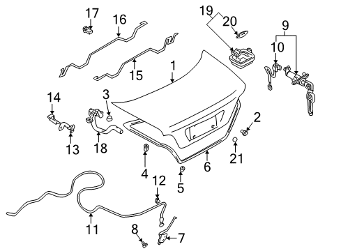 Handle-Trunk Lid Lock Release Diagram for MB402135