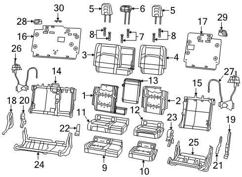2022 Jeep Gladiator Rear Seat Components Diagram 1