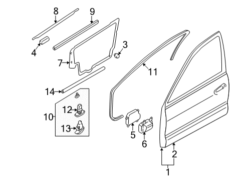WEATHERSTRIP-Front Door Diagram for MR396757