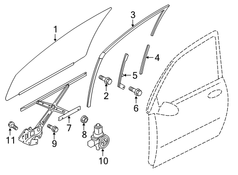 Stud-Front Door Window Diagram for MF911140