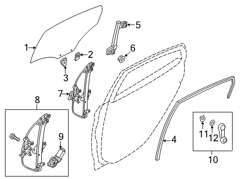 Rear Door Win-Rear Door Window LH Diagram for 834111R010