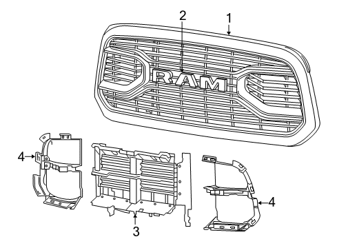 2023 Ram 1500 Classic Grille & Components Diagram 1